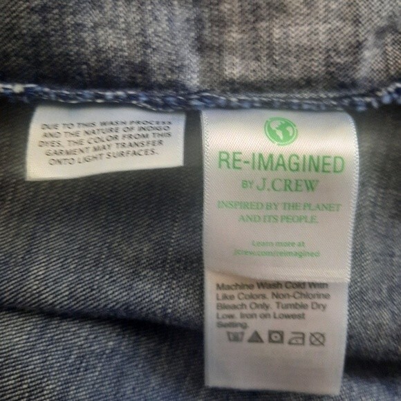 J. Crew Smocked Puff Sleeve Chambray Dress Birch Wash Size Medium - Picture 8 of 10